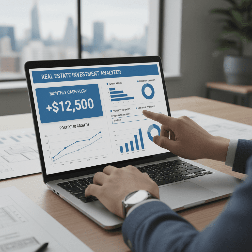 Spending calculator dashboard showing monthly expense breakdown and investment analysis