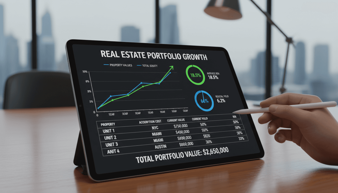 Investment performance dashboard and portfolio metrics