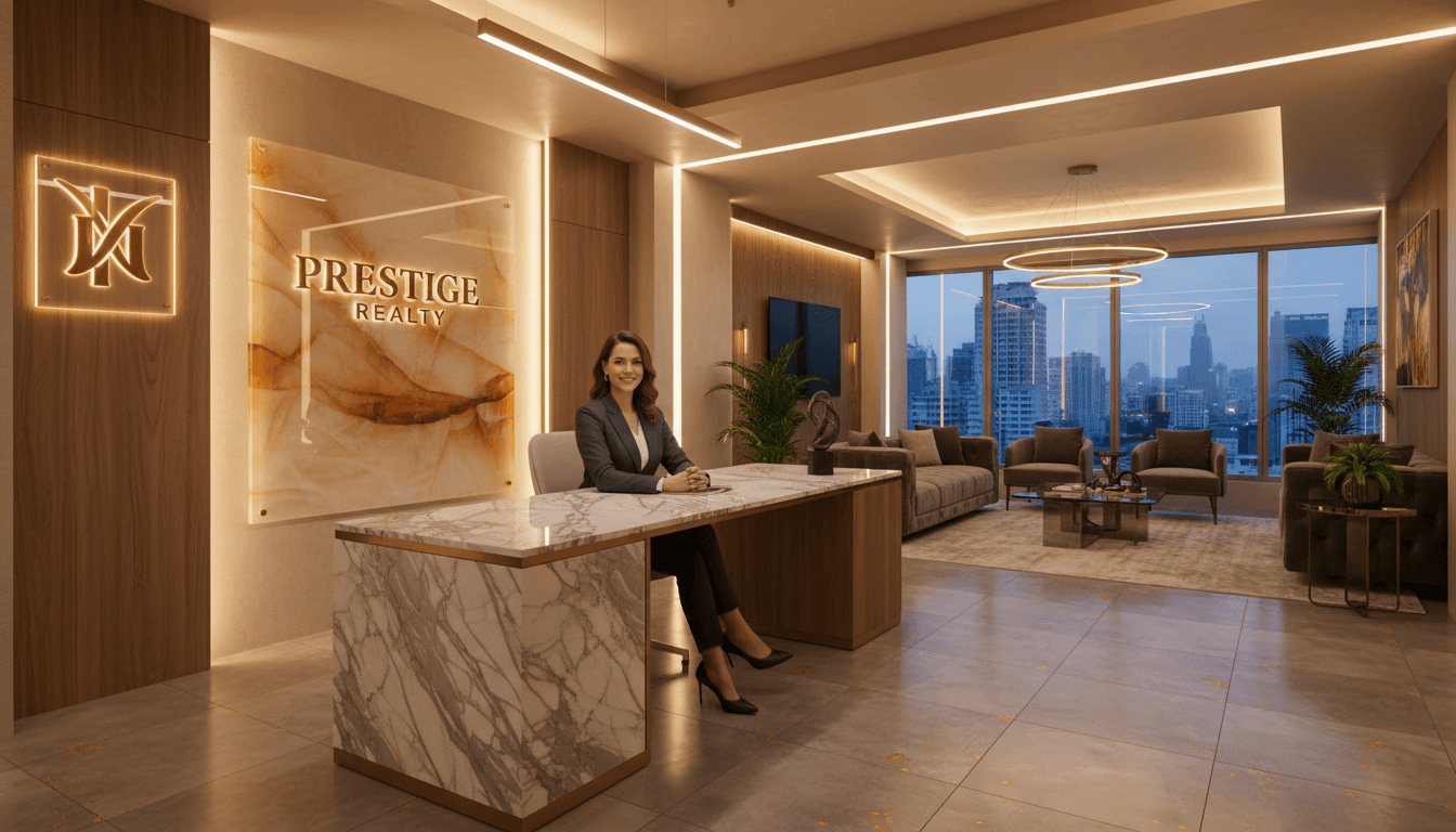 Modern real estate office with professional environment and sophisticated decor